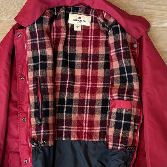 VTG Y2K Woolrich Nylon Field Chore Jacket Wool Lined Red Womens Size Medium - Picture 2 of 9